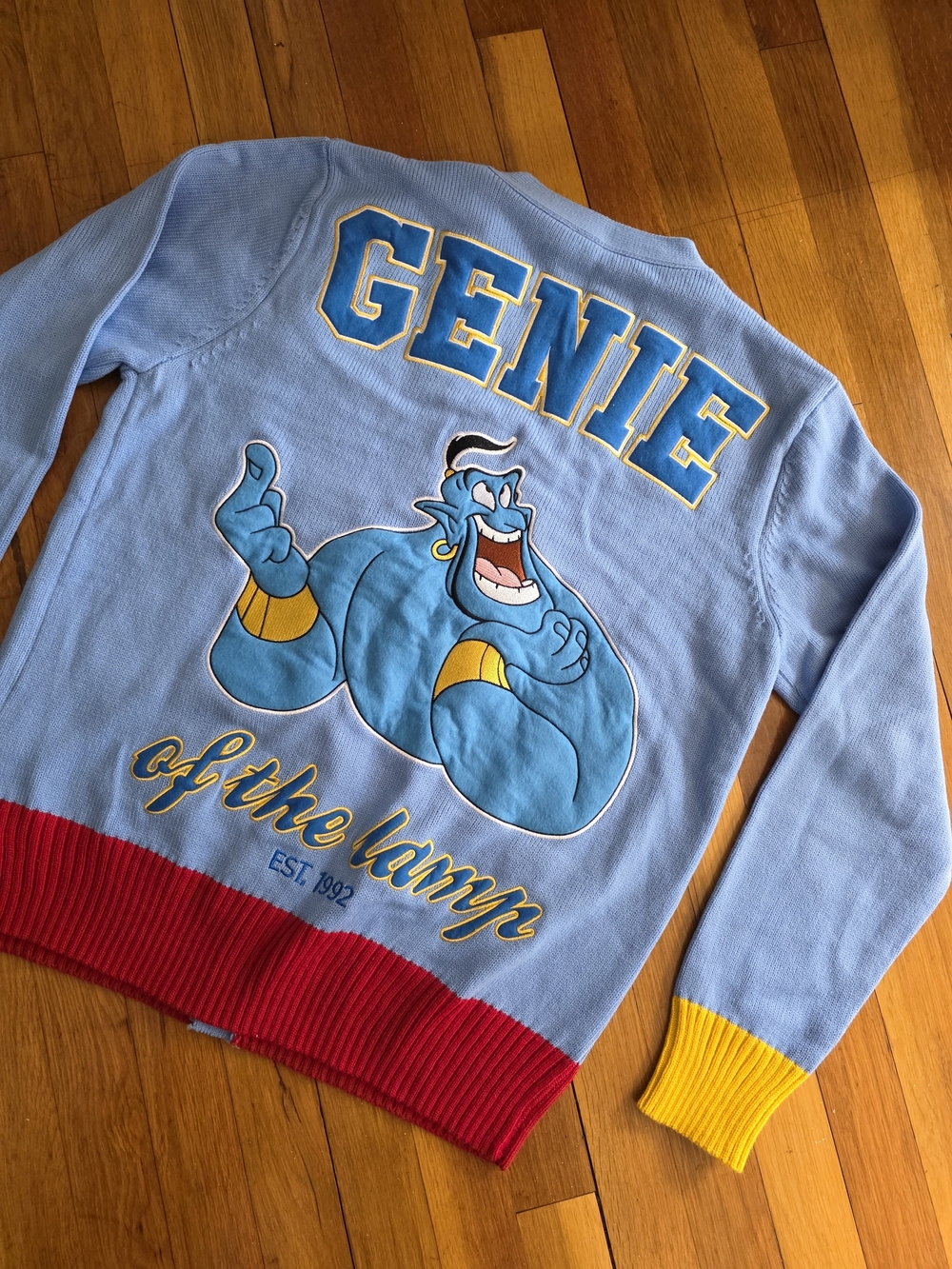 NWT Disney Aladdin Genie of the Lamp Varsity Cardigan Sz M